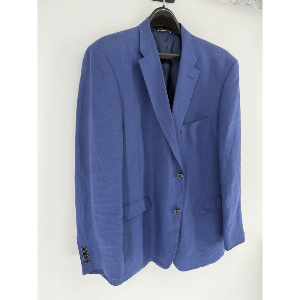 Tommy Hilfiger Mens Modern Fit 100% Linen Sport Coat Blazer 44R Blue - Picture 2 of 9